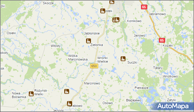 mapa Wronki Wielkie, Wronki Wielkie na mapie Targeo