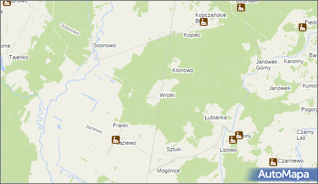mapa Wrotki, Wrotki na mapie Targeo