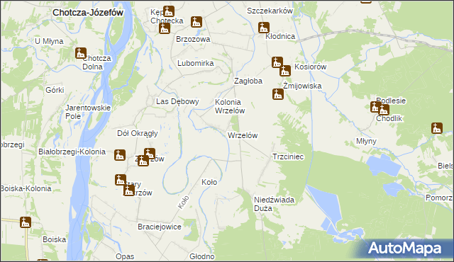 mapa Wrzelów, Wrzelów na mapie Targeo