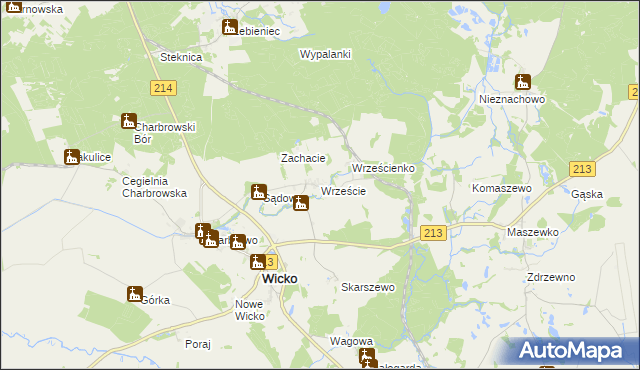 mapa Wrzeście gmina Wicko, Wrzeście gmina Wicko na mapie Targeo