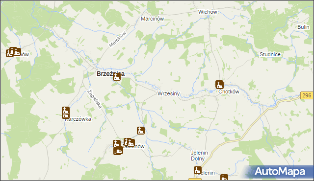 mapa Wrzesiny gmina Brzeźnica, Wrzesiny gmina Brzeźnica na mapie Targeo