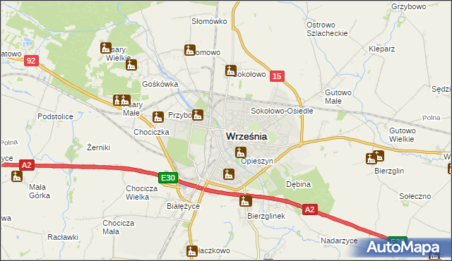 mapa Wrześni, Września na mapie Targeo