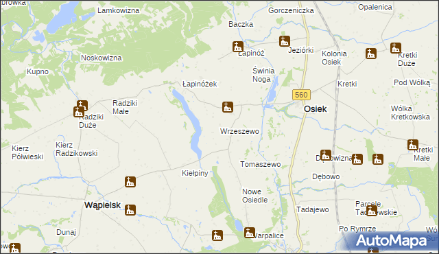 mapa Wrzeszewo, Wrzeszewo na mapie Targeo