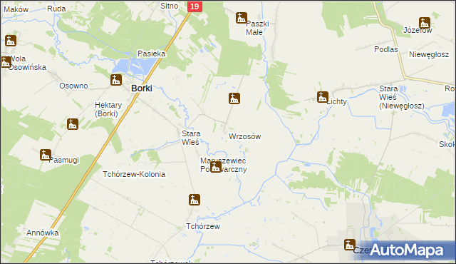 mapa Wrzosów, Wrzosów na mapie Targeo