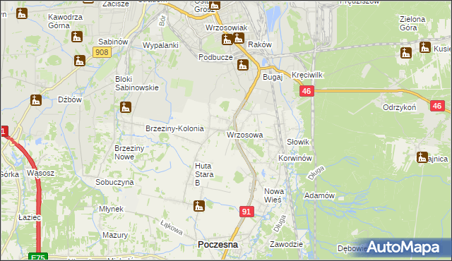 mapa Wrzosowa, Wrzosowa na mapie Targeo