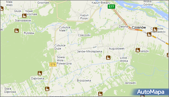 mapa Wrzosówka gmina Czosnów, Wrzosówka gmina Czosnów na mapie Targeo