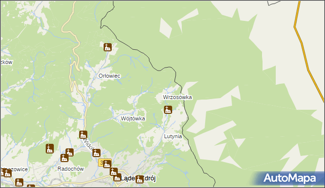 mapa Wrzosówka gmina Lądek-Zdrój, Wrzosówka gmina Lądek-Zdrój na mapie Targeo