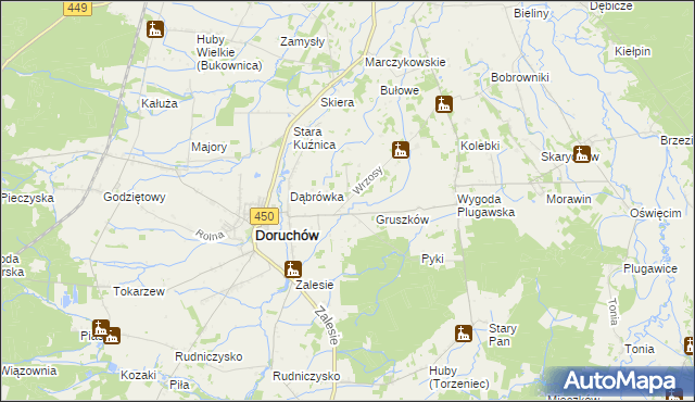 mapa Wrzosy gmina Doruchów, Wrzosy gmina Doruchów na mapie Targeo