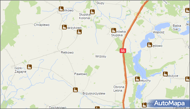 mapa Wrzosy gmina Szubin, Wrzosy gmina Szubin na mapie Targeo