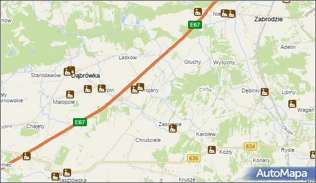 mapa Wszebory gmina Dąbrówka, Wszebory gmina Dąbrówka na mapie Targeo