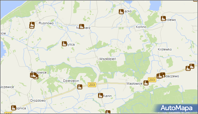 mapa Wszedzień gmina Postomino, Wszedzień gmina Postomino na mapie Targeo