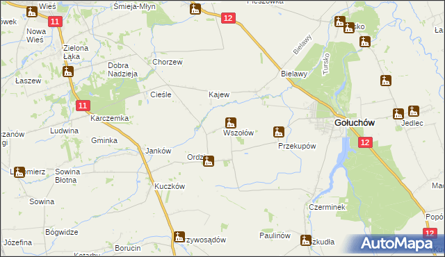 mapa Wszołów, Wszołów na mapie Targeo