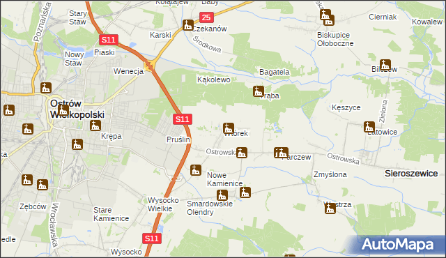 mapa Wtórek gmina Ostrów Wielkopolski, Wtórek gmina Ostrów Wielkopolski na mapie Targeo