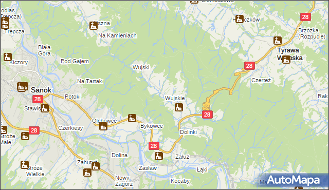 mapa Wujskie, Wujskie na mapie Targeo