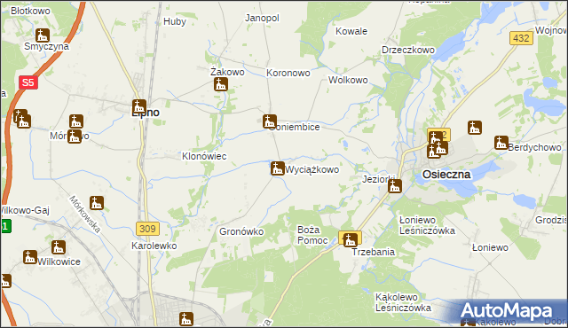 mapa Wyciążkowo, Wyciążkowo na mapie Targeo