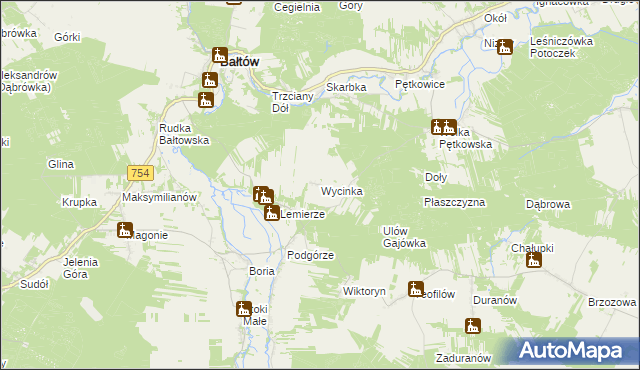 mapa Wycinka gmina Bałtów, Wycinka gmina Bałtów na mapie Targeo