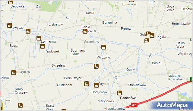 mapa Wyczółki gmina Baranów, Wyczółki gmina Baranów na mapie Targeo