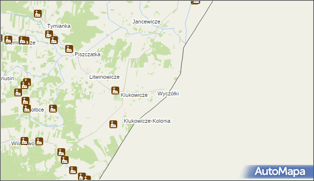 mapa Wyczółki gmina Nurzec-Stacja, Wyczółki gmina Nurzec-Stacja na mapie Targeo