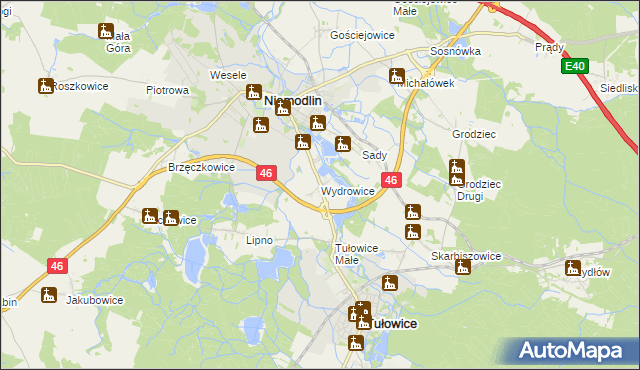 mapa Wydrowice gmina Niemodlin, Wydrowice gmina Niemodlin na mapie Targeo