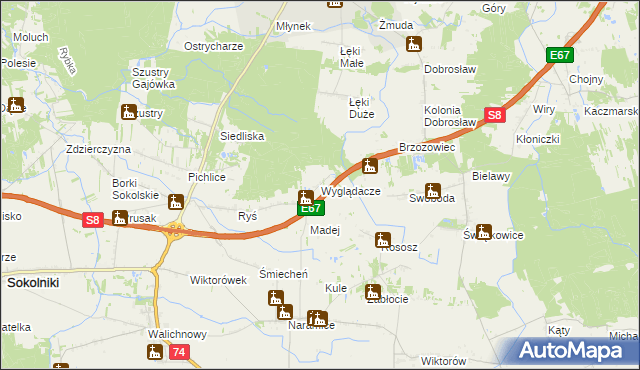 mapa Wyglądacze, Wyglądacze na mapie Targeo