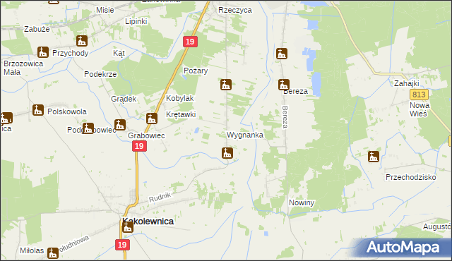 mapa Wygnanka gmina Kąkolewnica, Wygnanka gmina Kąkolewnica na mapie Targeo