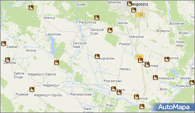 mapa Wygnanów gmina Małogoszcz, Wygnanów gmina Małogoszcz na mapie Targeo