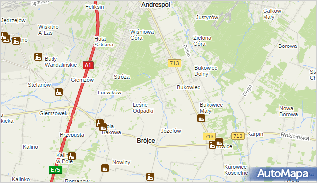 mapa Wygoda gmina Brójce, Wygoda gmina Brójce na mapie Targeo