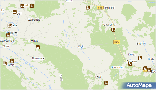 mapa Wyk gmina Zbójna, Wyk gmina Zbójna na mapie Targeo