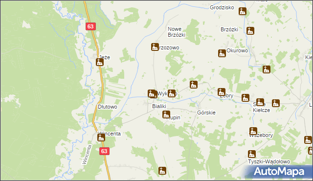 mapa Wykowo gmina Kolno, Wykowo gmina Kolno na mapie Targeo