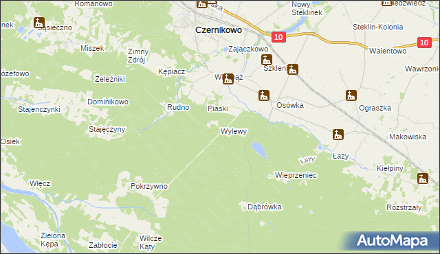 mapa Wylewy, Wylewy na mapie Targeo