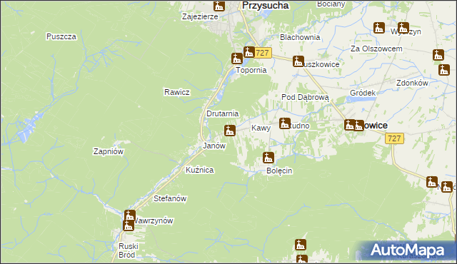 mapa Wymysłów gmina Borkowice, Wymysłów gmina Borkowice na mapie Targeo