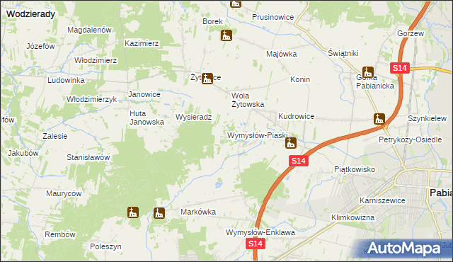 mapa Wymysłów-Piaski, Wymysłów-Piaski na mapie Targeo