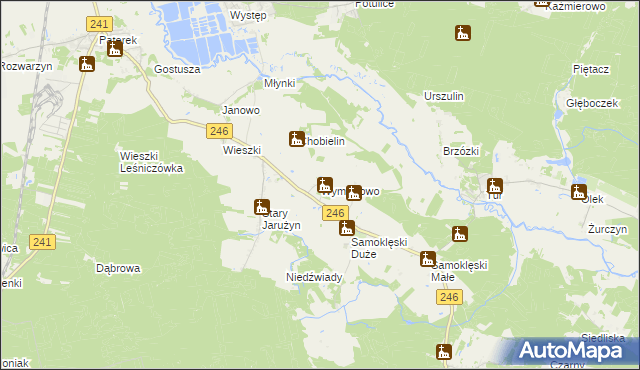 mapa Wymysłowo gmina Szubin, Wymysłowo gmina Szubin na mapie Targeo
