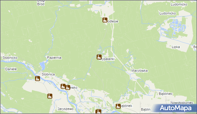 mapa Wypalanki gmina Oborniki, Wypalanki gmina Oborniki na mapie Targeo