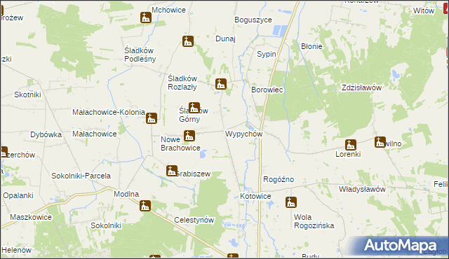 mapa Wypychów gmina Zgierz, Wypychów gmina Zgierz na mapie Targeo