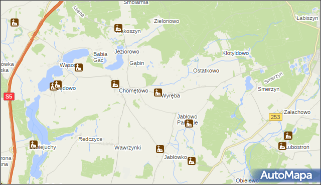 mapa Wyręba gmina Łabiszyn, Wyręba gmina Łabiszyn na mapie Targeo