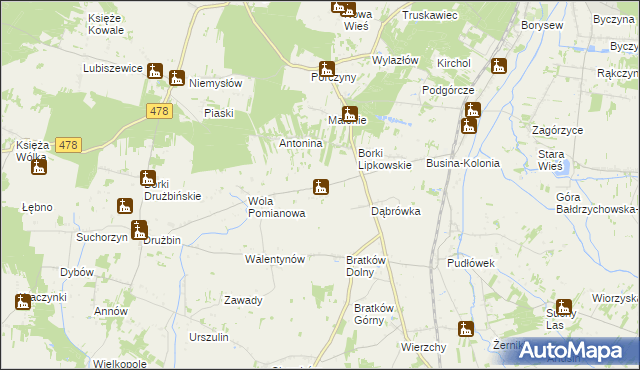 mapa Wyrębów gmina Zadzim, Wyrębów gmina Zadzim na mapie Targeo