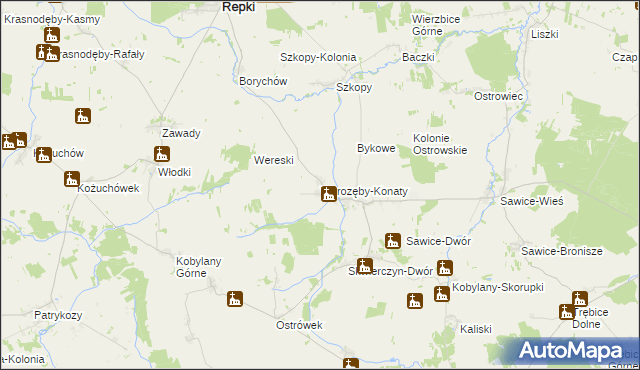 mapa Wyrozęby-Konaty, Wyrozęby-Konaty na mapie Targeo