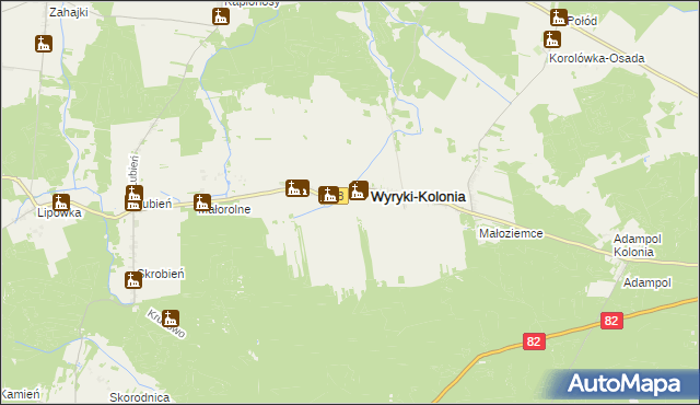mapa Wyryki-Połód, Wyryki-Połód na mapie Targeo