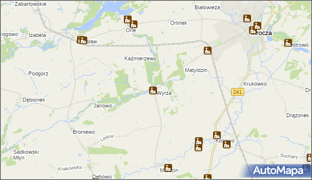 mapa Wyrza, Wyrza na mapie Targeo