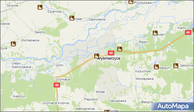 mapa Wyśmierzyce, Wyśmierzyce na mapie Targeo