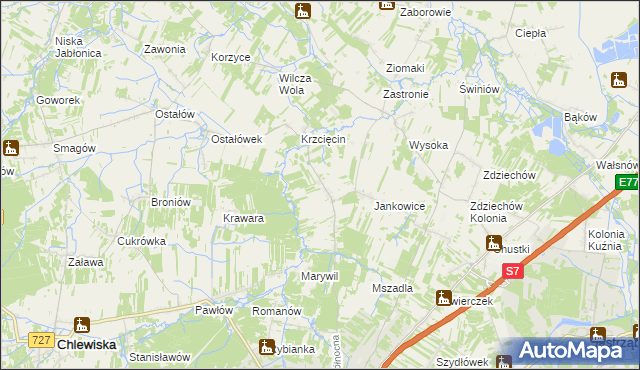 mapa Wysocko gmina Szydłowiec, Wysocko gmina Szydłowiec na mapie Targeo