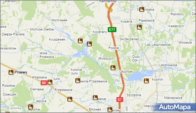 mapa Wysoczyn gmina Grójec, Wysoczyn gmina Grójec na mapie Targeo