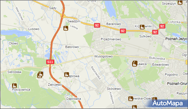 mapa Wysogotowo, Wysogotowo na mapie Targeo