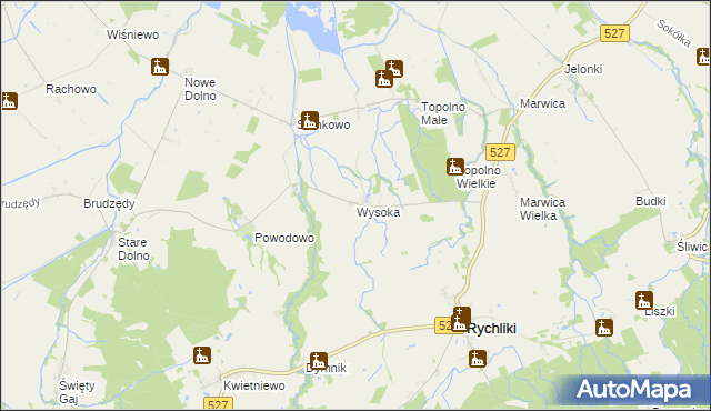 mapa Wysoka gmina Rychliki, Wysoka gmina Rychliki na mapie Targeo