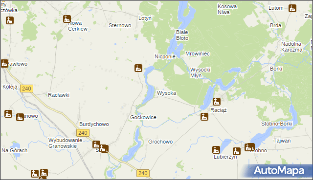 mapa Wysoka gmina Tuchola, Wysoka gmina Tuchola na mapie Targeo