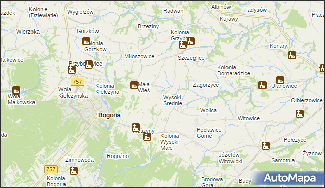 mapa Wysoki Średnie, Wysoki Średnie na mapie Targeo