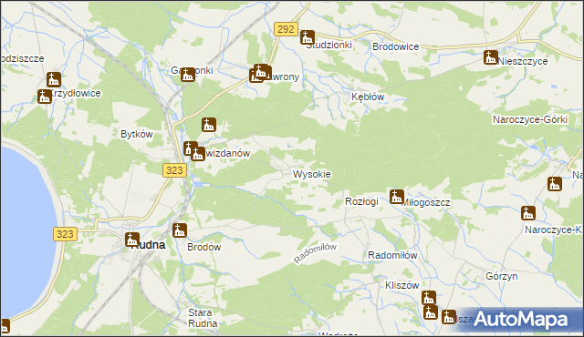 mapa Wysokie gmina Rudna, Wysokie gmina Rudna na mapie Targeo