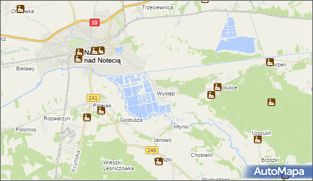 mapa Występ gmina Nakło nad Notecią, Występ gmina Nakło nad Notecią na mapie Targeo