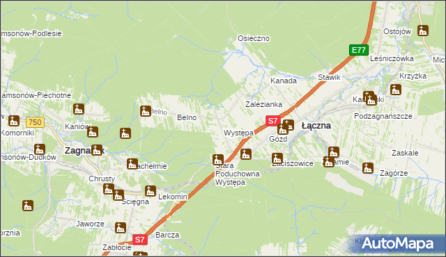 mapa Występa, Występa na mapie Targeo